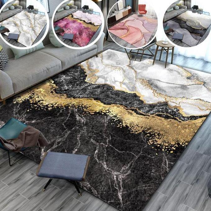 Spesial Hl0599 Karpet Lantai Polyester 200 X 150 Cm Karpet Besar Karpet Rumah Karpet Motif Marble Es