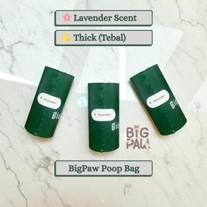 BigPaw Poop Bag Thick Tebal Lavender Scent 270 pcs | 18 roll | 270 pcs | Anabul Poop Bag | Plastik D