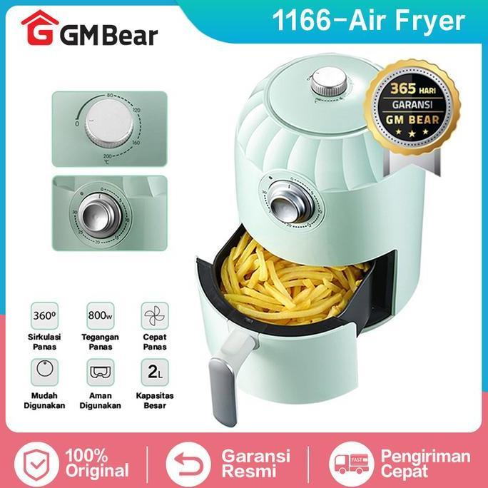 Bestone- GM Bear Air Fryer Low Watt 2L 1166 - Alat Penggorengan Tanpa