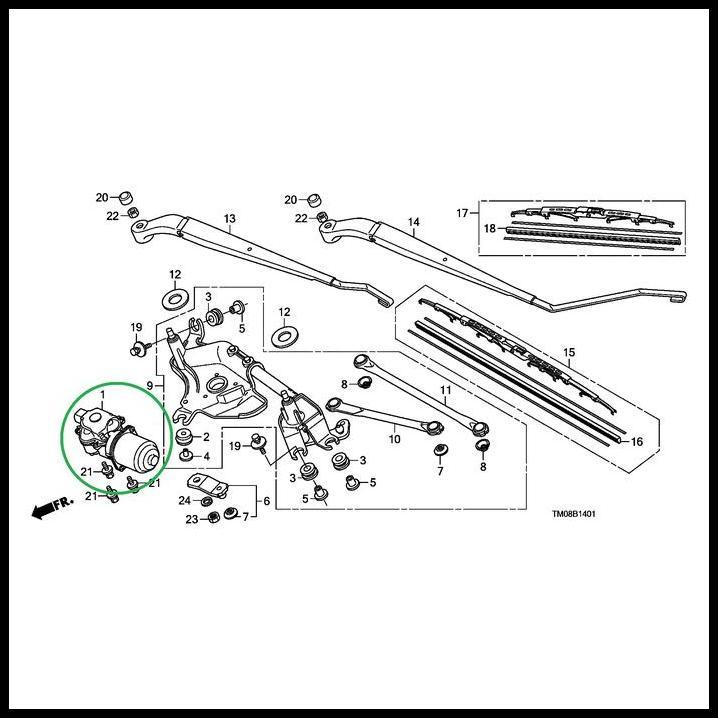 DISKON 76505-TM0-T01 FRONT WIPER MOTOR ASSY / DINAMO PENGGERAK WIPER DEPAN HONDA NEW CITY GM2 GM3 20