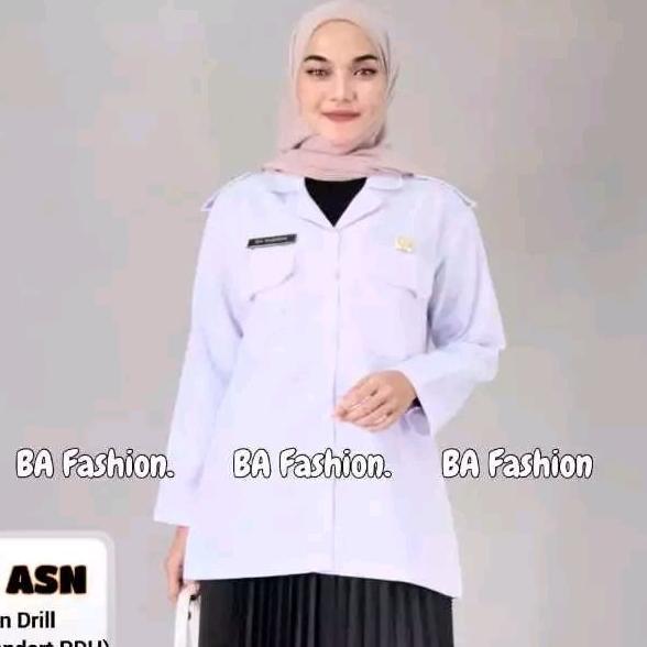 ORIGINAL COD BLOUSE PDH PUTIH WANITA  LENGAN PANJANG / BAJU WANITA ASN PUTIH / SERAGAM GURU BLUS PPP