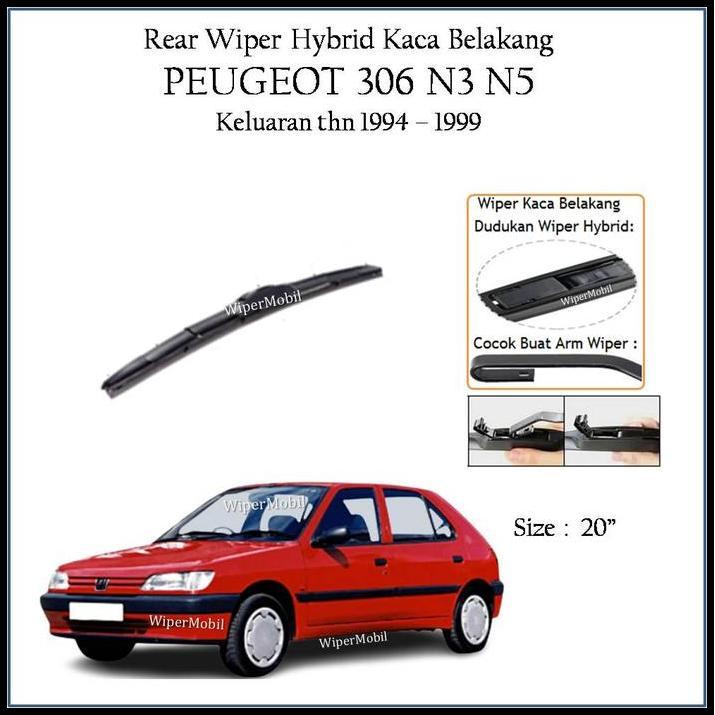 TERMURAH WIPER HYBRID KACA BELAKANG PEUGEOT 306 N3 N5 1994 1995 1996 1997 1998 