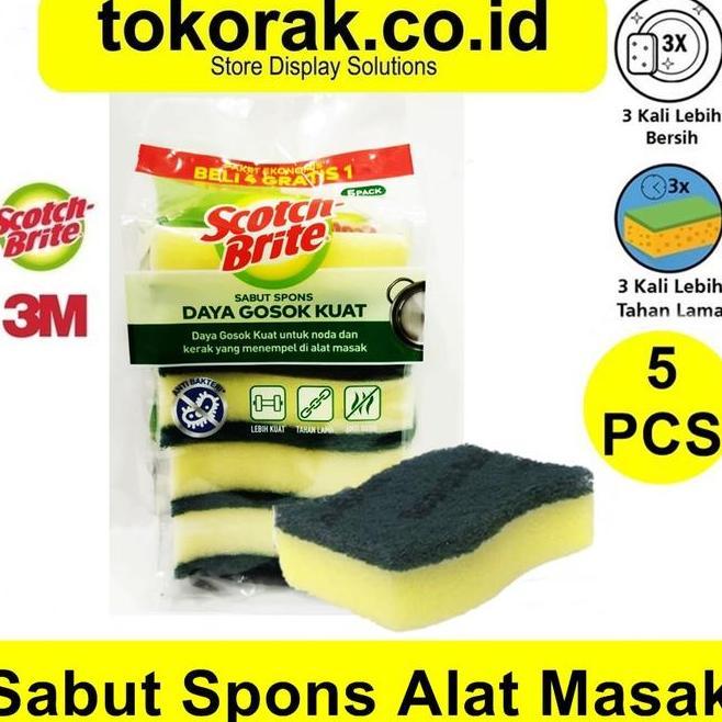3M Scotch Te Sabut Spons Cuci Piring 5 Pcs Id30P5 Tapas Busa Spon Id 30P5 Id30P5 Id 30 P5 5Pcs