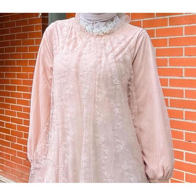 FANMU Raya Collection | Gamis Pesta Mewah Elegan Terbaru | Gamis Brokat Premium | Gamis Brukat Tile 