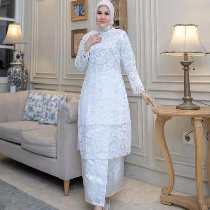 Ready Setelan Tunik Kebaya Brukat Rok songket//Baju kebaya Brukat Jumbo Rok Songket/ Kebaya Pesta/ke