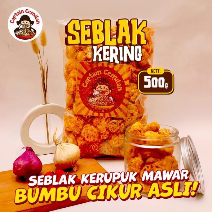 Wenakl- 500Gram Seblak Kering Pedas Gurih Kerupuk Bunga Kriuk Full Rempah Snack Captain Cemilan