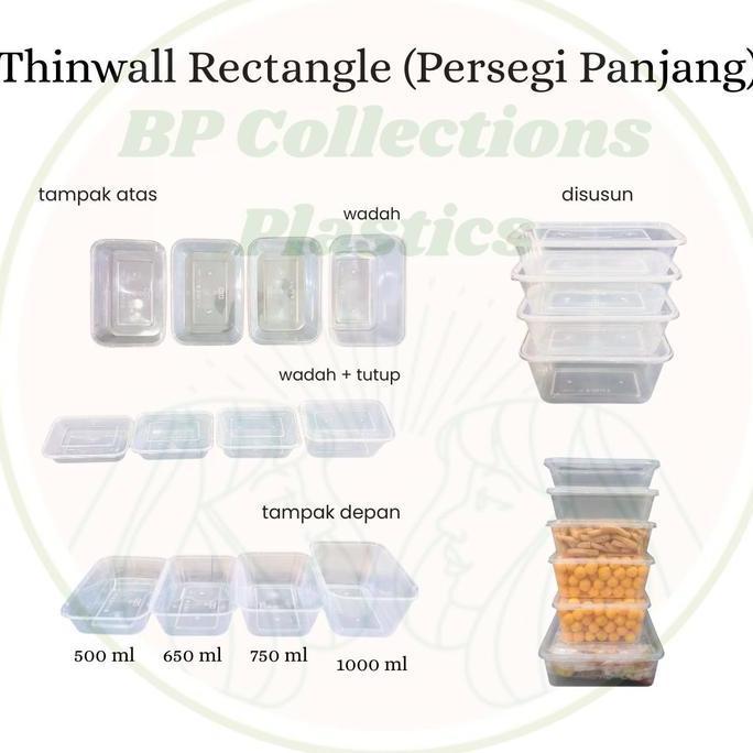 Starsix- 1 Dus Thinwall Box 500Ml 650Ml 750Ml 1000Ml 1500Ml 2000Ml 3000Ml Rectangle Square Persegi P