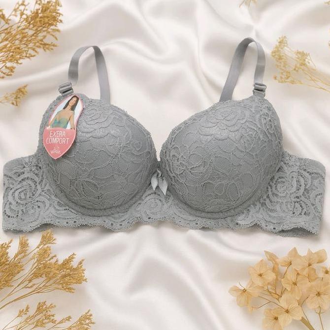 Bahanlembut- Bra Bh Burkat Kawat Kait 3 Busa Sedang Bh Fashion Big Size Cup C Bra Push Up Brokat Wan