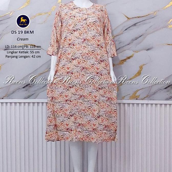 Terpopuler- Batik Kuda Mas Daster 19 Lengan 3/4  | Daster 3 Kancing Depan Busui Di Bawah Lutut Rayon
