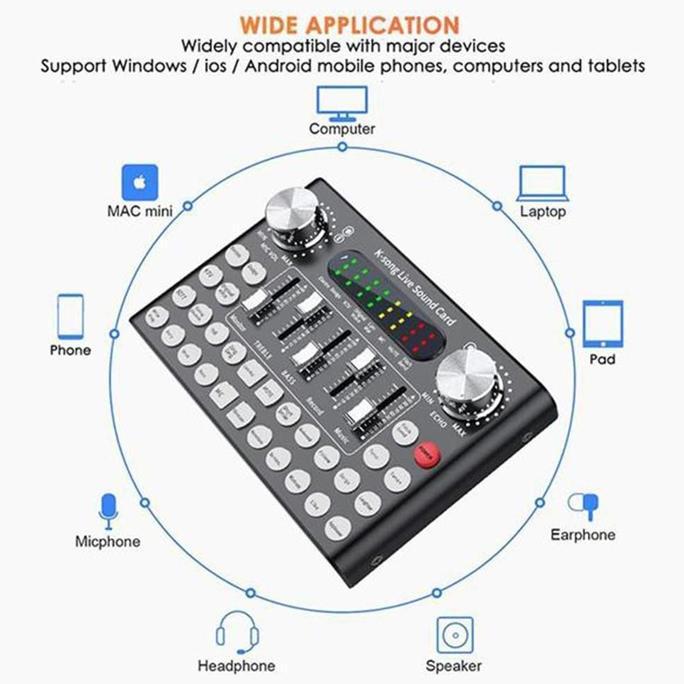 F9 Live Soundcard Bluetooth Audio Mixer Set Amplifier Live Broadcast Recording Karaoke 2 Channel