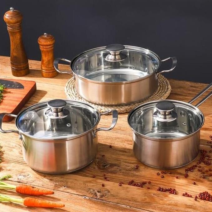 premium panci set cookware set stainless tebal