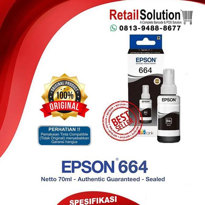 Solid- Tinta Epson 664 Original Black - Tinta Printer Epson L120 L310 L360