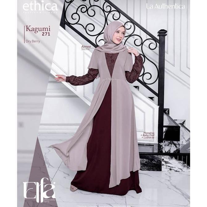 Colkid- Baju Gamis Wanita Couple / Ethica  Terbaru 2023  Dry Berry / Setelan Muslim Lebaran