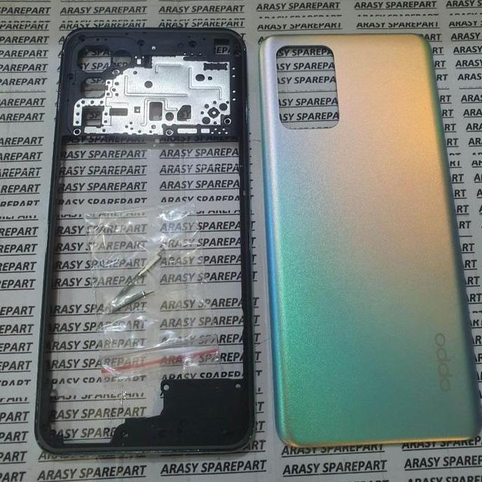 BEBAS ONGKIR - Kesing Housing Casing Fullset Oppo Reno 6 4g Bazel + Backdoor Original