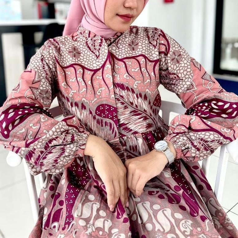 BEST SELLER RASARAYA BATIK CHAYA BLOUSE WANITA KATUN - ATASAN BATIK KERJA KANTOR SOFT PINK TANGAN BA