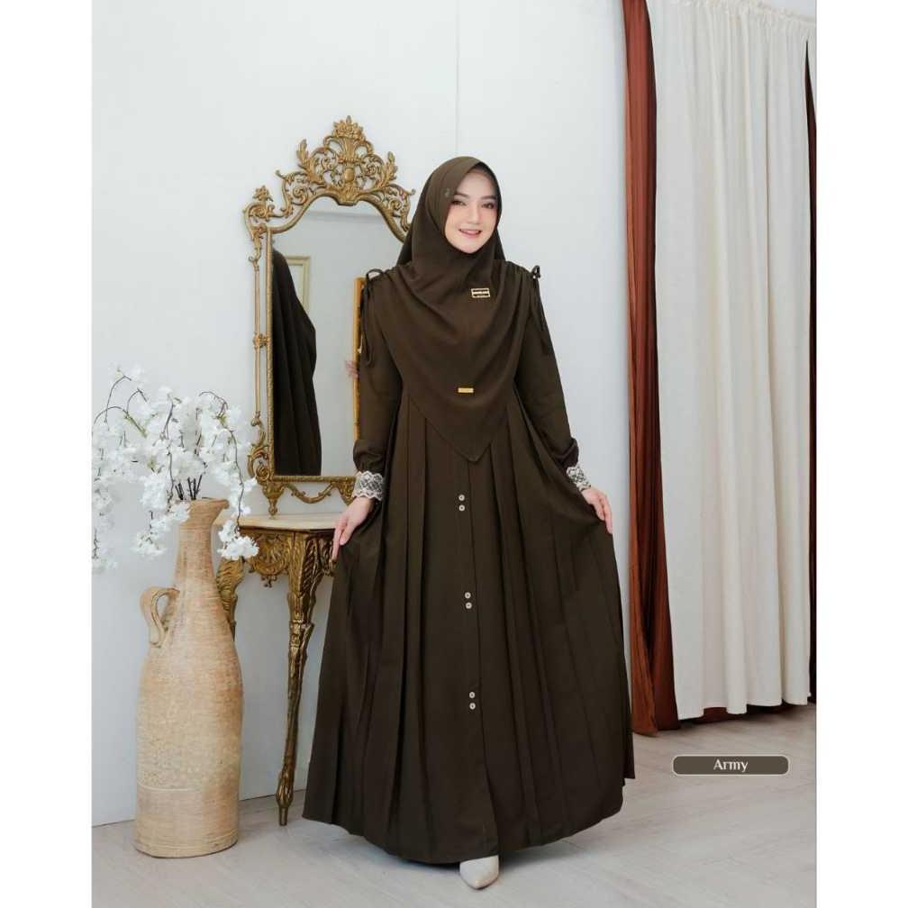 Big Promo Gamis Mawwadah Syar'I Set Khimar Cringkle Airflow Premium - Fashion Muslim Wanita Ukuran J