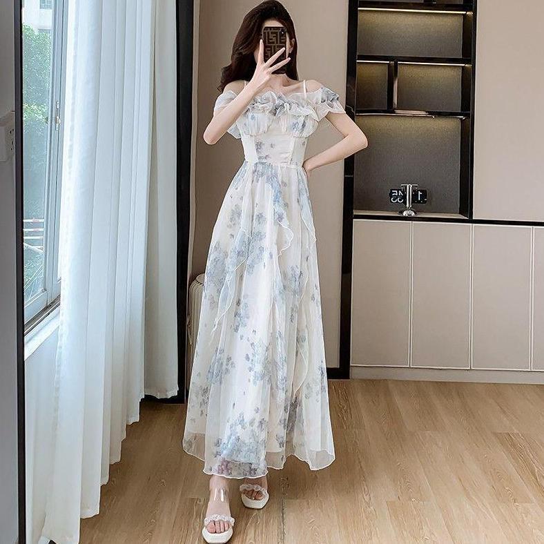 BEST SELLER LADYSHOP - ( WARNA DASAR APRICOT ) APRICOT DRESS PANTAI DRESS PARTY FLORAL D364