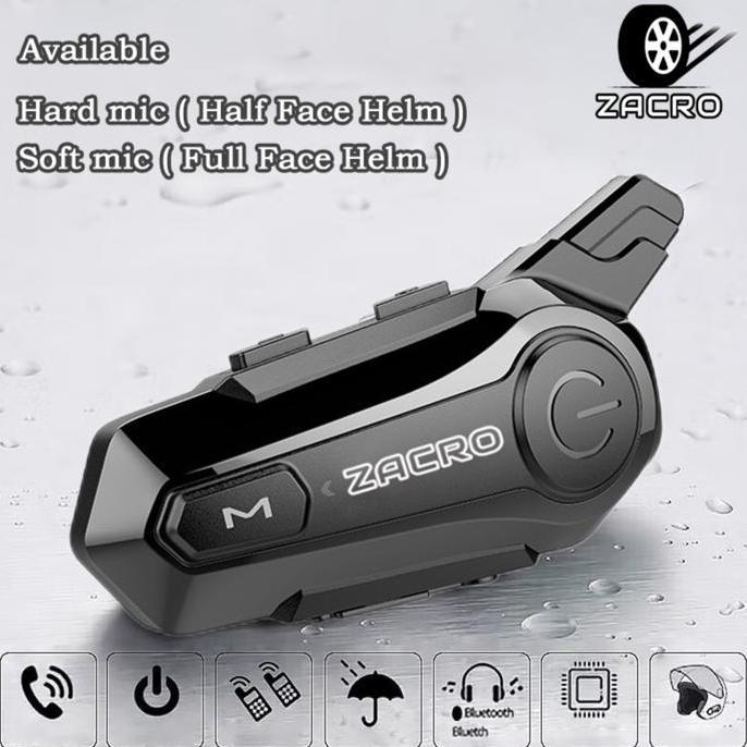 ZACRO E1 Intercom helm Bluetooth 5.0 FM Radio intercom dua arah