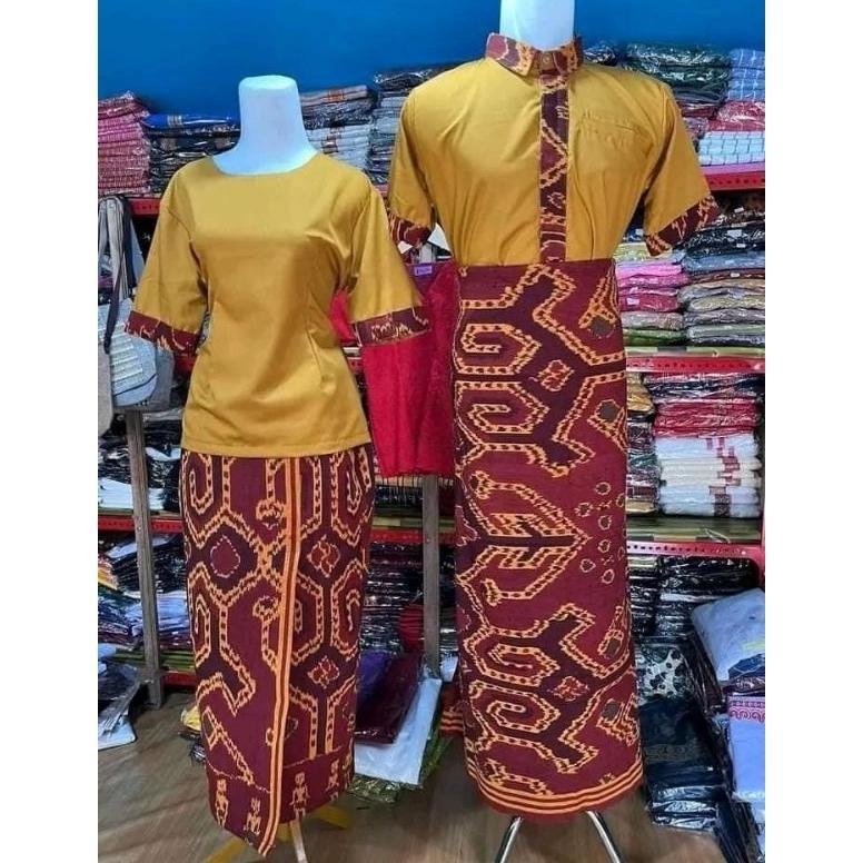 Termurah !! Setelan Rok Span Baju Adat Toraja Setelan Wanita-Kain Tenun Ikat Jepara-Couple Pesta