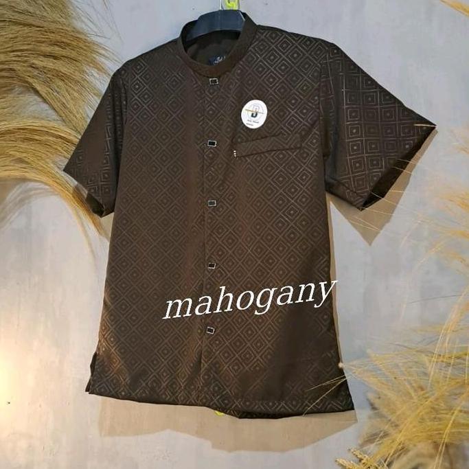 PALING LARIS Baju Koko Sultan Tangan Pendek Pria Dewasa Elegan Muslim Embos Kain Halus Adem Lembut -