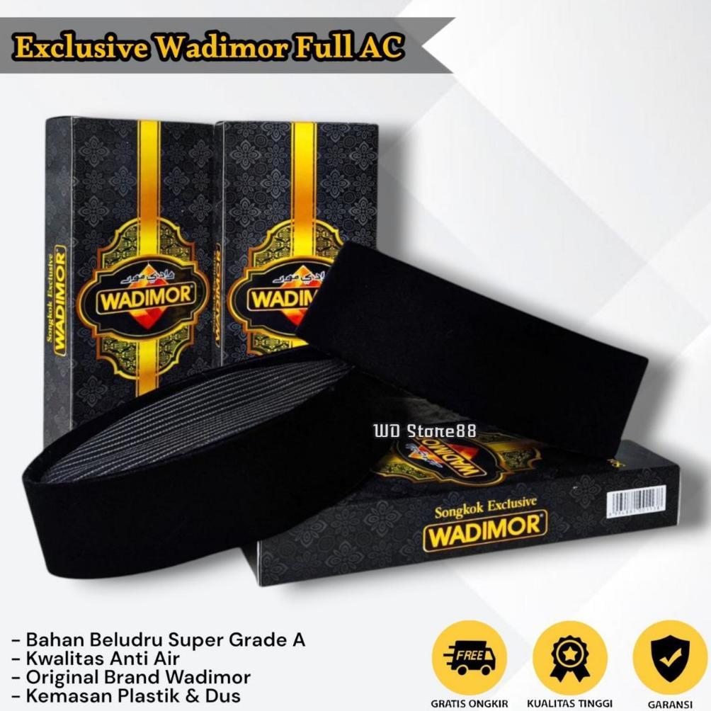 PREMIUM Peci Songkok Wadimor Hitam Full AC Dewasa || Songkok Pria Wadimor Hitam Elegan Tinggi 6-10cm