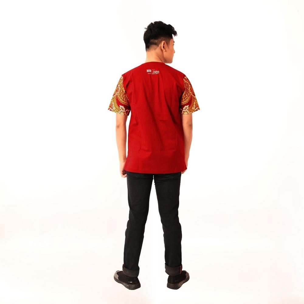 Unik Klamben Kaos Oblong Dewasa Big Size Pria Wanita Etnic Unisex Batik Modern Merah Hati