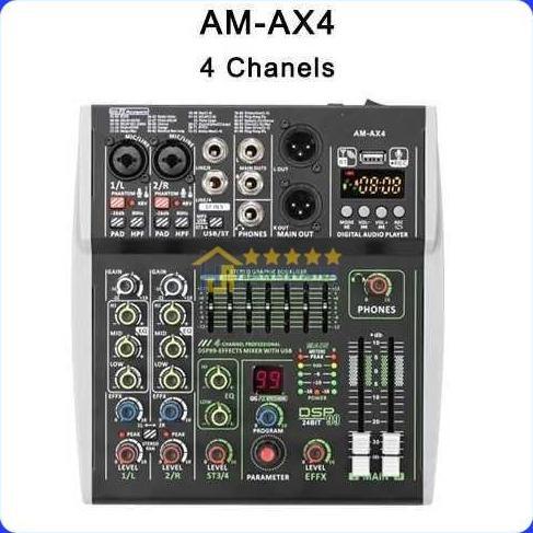 SENEZA Mixer Audio Digital 4 Channel DSP 99 Effects Bluetooth - AM-AX4