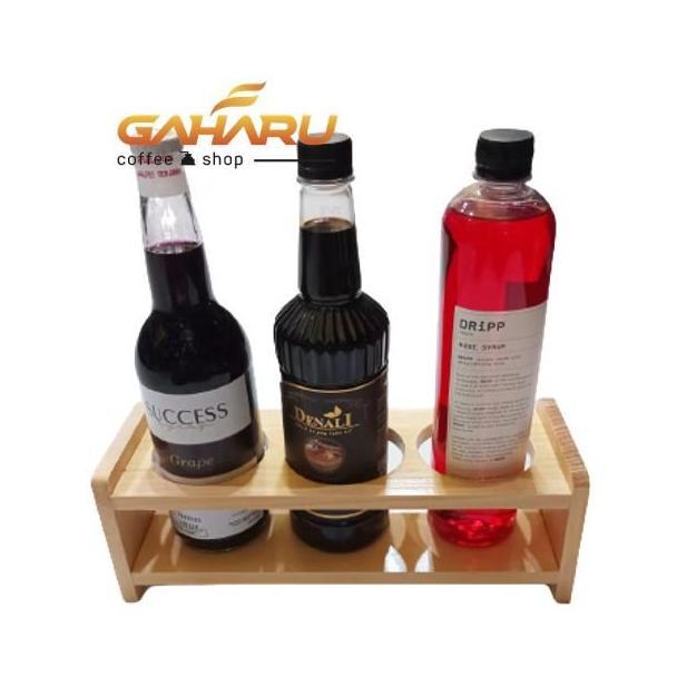 <<<<<] Rak Kayu Lubang Bulat Display Botol Sirup Gula utk Dapur & Meja Bar