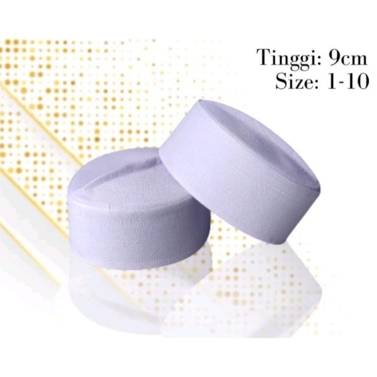 ORIGINAL PECI SONGKOK HAJI POLOS PUTIH BAHAN TEBAL MALAYSIA