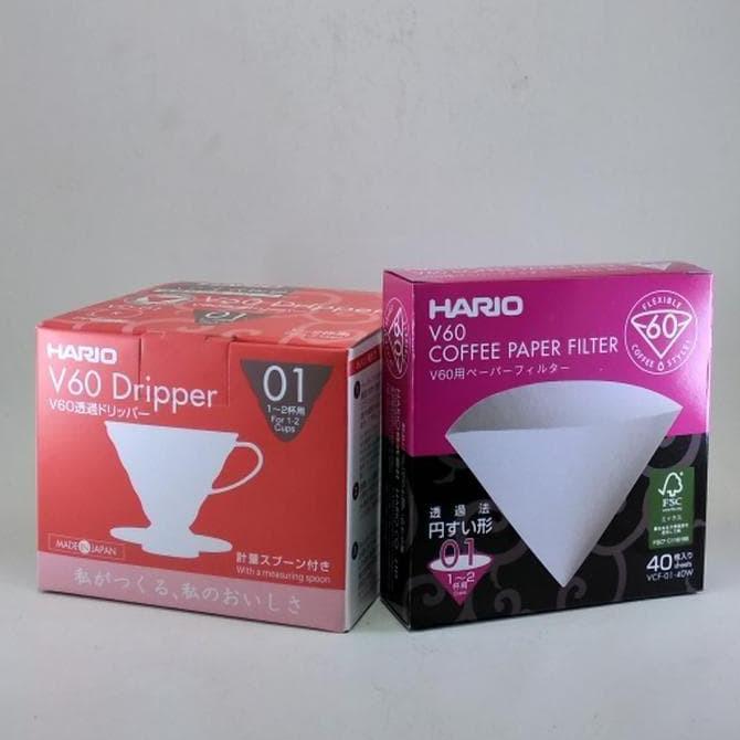 ] Hario V60 01 Red dan Paper Filter Hario Set Dripper V60 Hario Merah