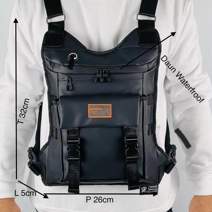 Backpack- Tas Dada Jumbo Anti Air Polo Amstar Waterproof  Tas Selempang Dada Tas Rompi Chestbag Wate