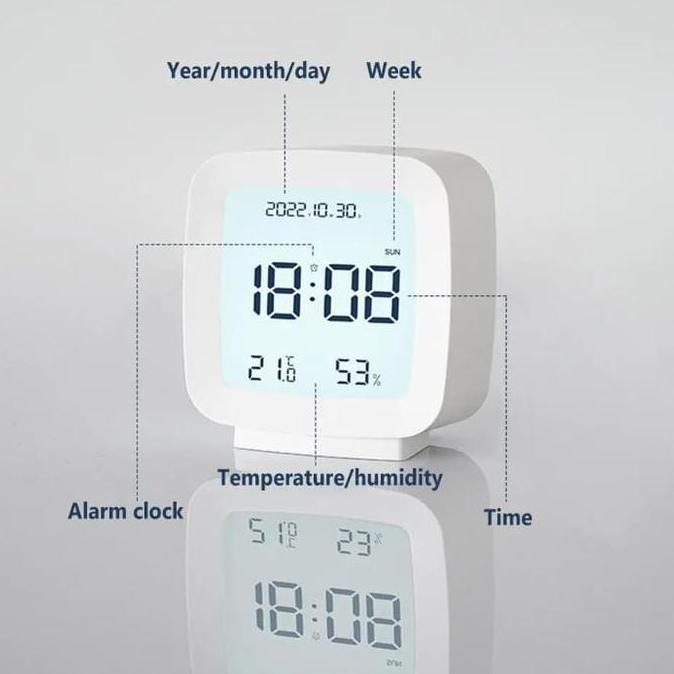 JD-2286 Jam Meja Digital Fitur Kalender Suhu Kelembapan Ruang Jam Meja Alarm Snooze Design Mewah dan
