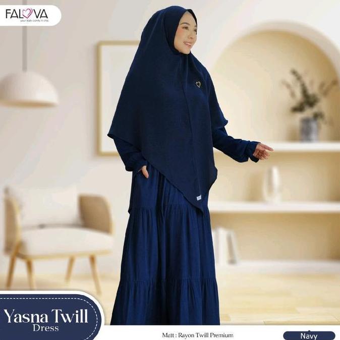 Gamis Homedress Yasna Falova Polos Daster Kain Muslim Nyaman Panjang Rayon Hitam Adem Rempel KS