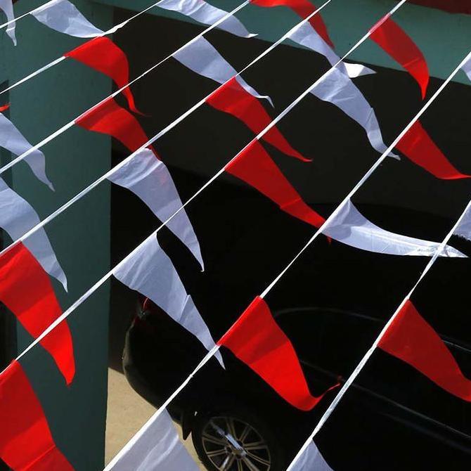 Festwid- 150Pcs Bendera Merah Putih Segitiga Kain 80 Meter Bendera Segitiga Merah Putih Bendera Warn