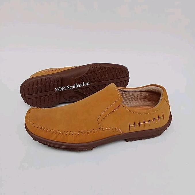 Kets- Sepatu Santai Pria Kulit Asli Sepatu Kasual Pria Kulit Asli Hitam Flat Shoes Casual Kerja