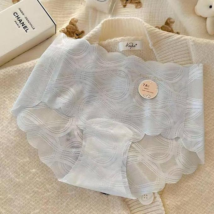 Miss curiosity Isi 6pcs Celana Dalam Wanita Seamless Bahan Ice Silk dengan Renda Seksi