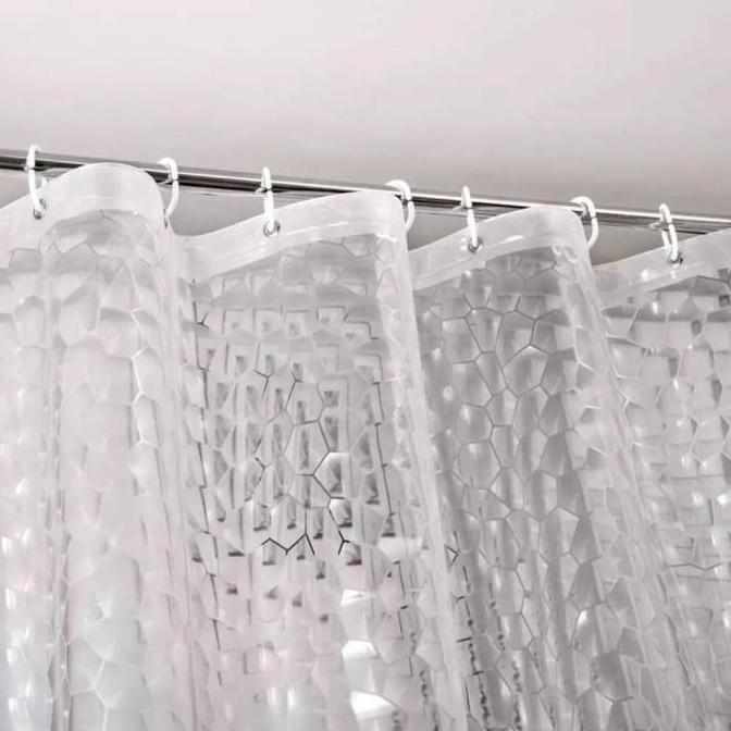 Instancodbisa- [Bawalah 12 C Hooks] Tirai Kamar Mandi 3D/ Bahan Eva Tahan Air Dengan Tautan/ Kamar M