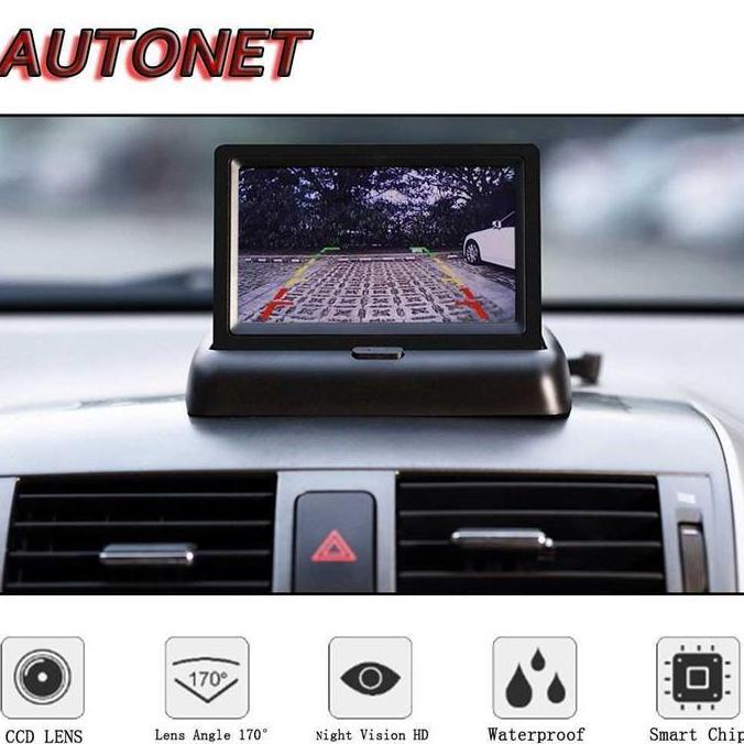 DS243 >> AUTONET Monitor Kamera Mundur Parkir Universal Mobil Bus Truk 12 - 24 volt Foldable Rear Vi