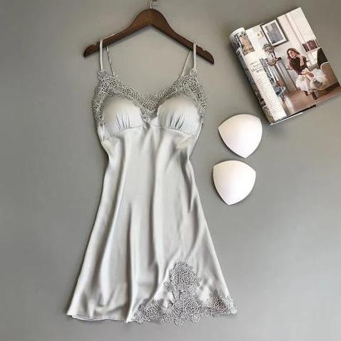 Terlaris [Pajama] Set Baju Tidur Piyama Wanita Lingerie Renda Panjang Satin Silk Kimono Pendek 1053