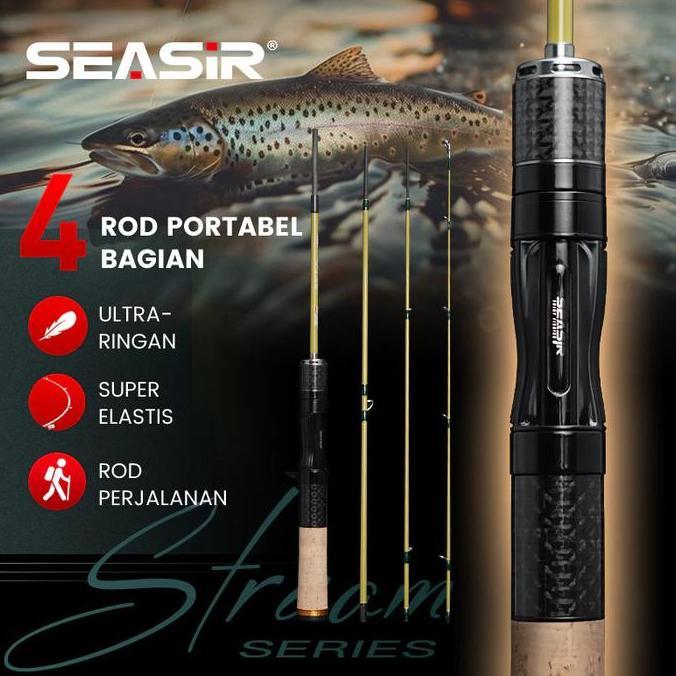 Seasir Silent Stream Ejection Bfs 4 Sections Fihsing Rods Carbon Fiber Travel Rod Z-Type Guide Rings