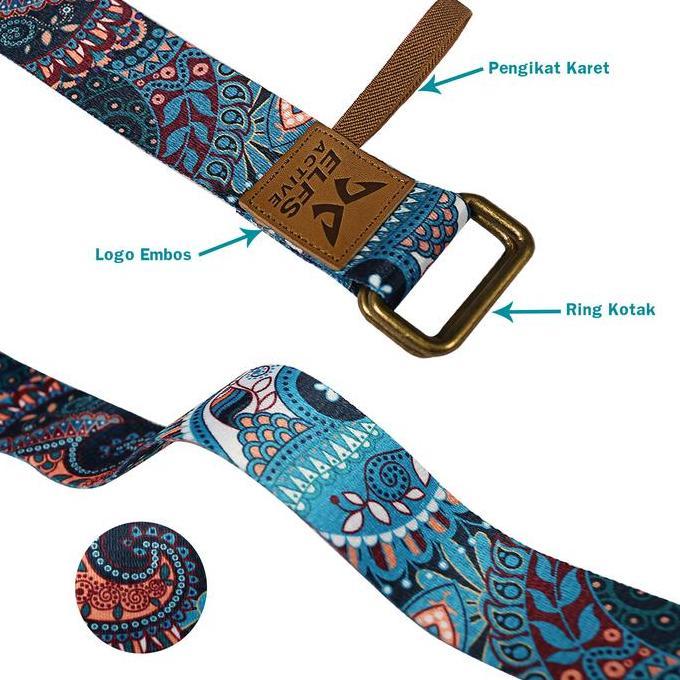 Elfs Active 2In1 Premium Yoga Strap 3M Anti Slip Pilates Yoga Belt Tali Matras Alat Olahraga