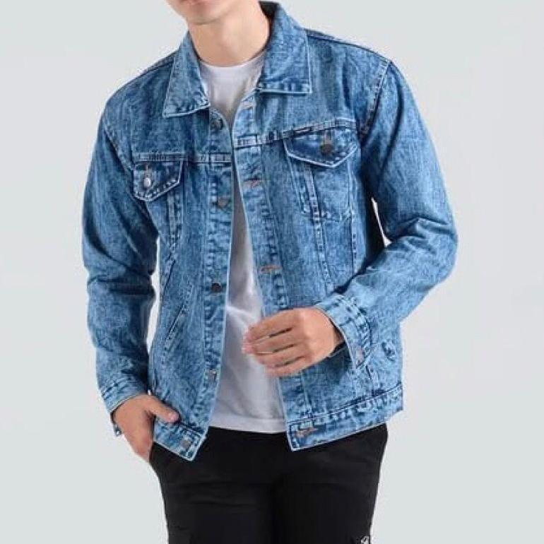 HOT DEALS GRS.co JAKET JEANS JAKET DENIM BIOWASH JAKET BIRU TUA JAKET PRIA JAKET PREMIUM TEERBARU