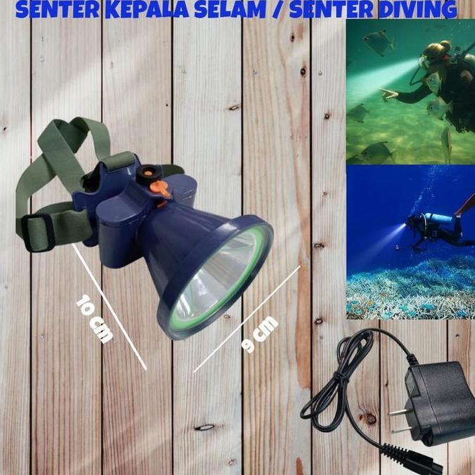 SENTER LED KEPALA SELAM / HEADLAMP DIVING RECARGEABLE / SENTER CAS