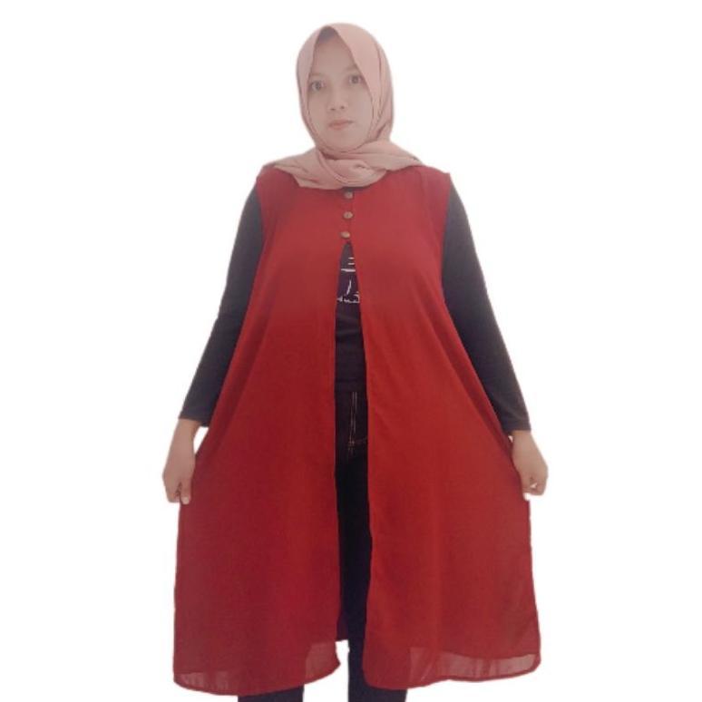CUCI GUDANG RR outer cardigan ceruty panjang tanpa lengan outer cardigan ceruty premium grosir