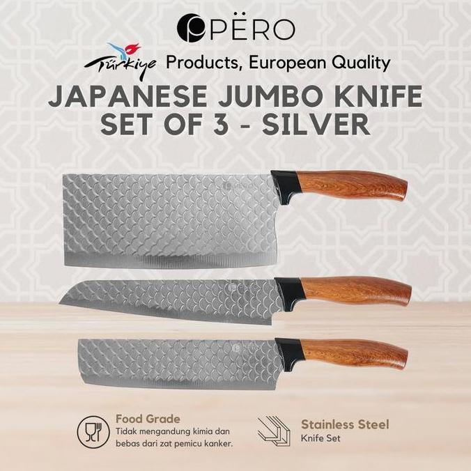 Instancodbisa- [Exclusive Jordi Onsu] Pero Japanese Jumbo Knife Set Of 3 / Pisau Dapur Granite Set O