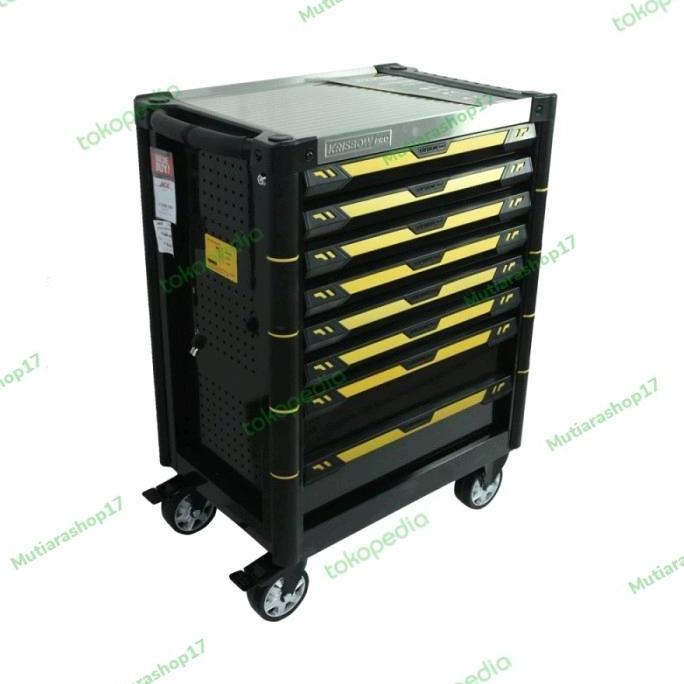 &<&<&<&] Lemari bengkel Perkakas Tool Box Cabinet Trolley 8 drawer New kuning