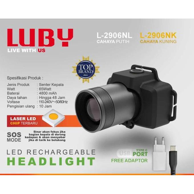 Mouting- Senter Kepala Zoom Luby 65 Watt / Headlamp Zoom Luby L2906/2906/2906Nl