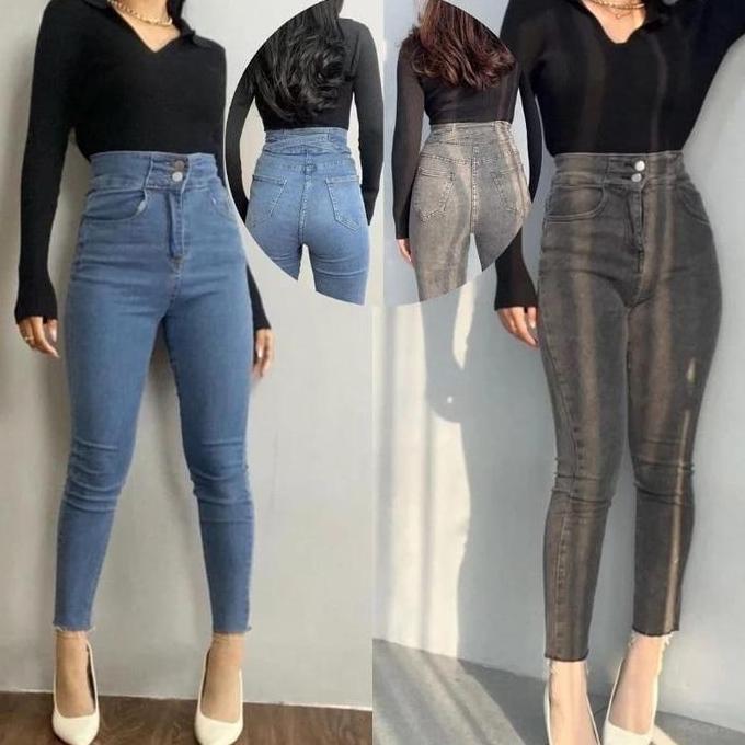 Celana Highwaist Skinny Jeans Wanita Jeans Ketat HW Jeans Wanita Celana Jeans Stretch Denim Melar LA