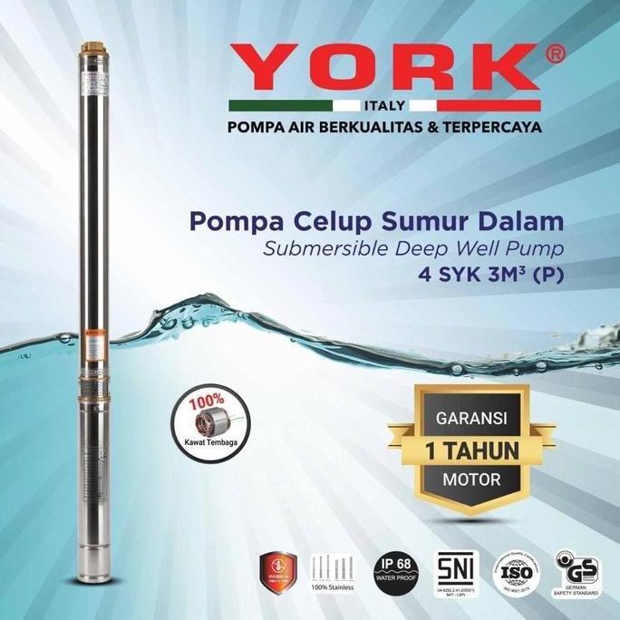 ------] YORK 4SYK 3 - 10 P kabel pendek 3/4 HP pompa air submersible
