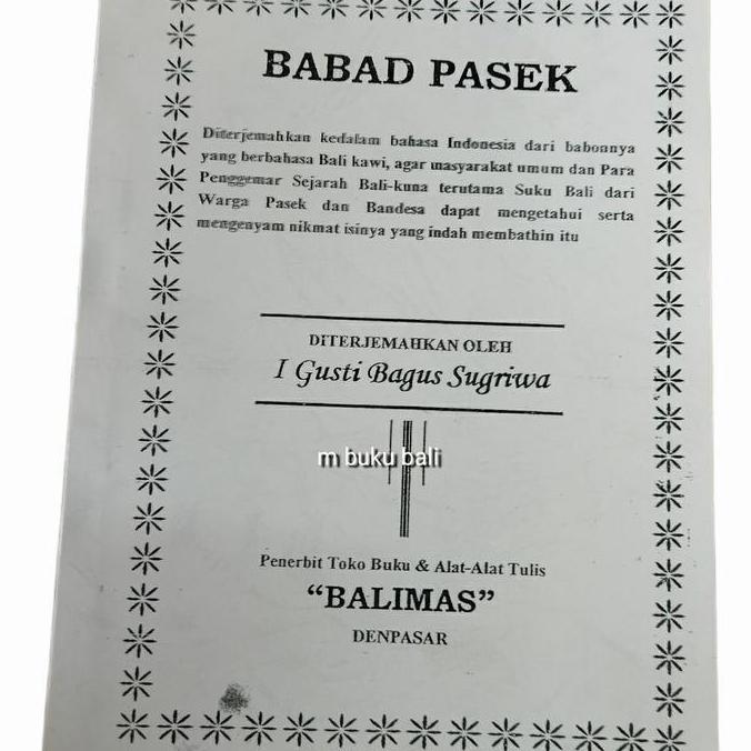 best seller] Babad Pasek Sugriwa buku sejarah terjemahan lontar